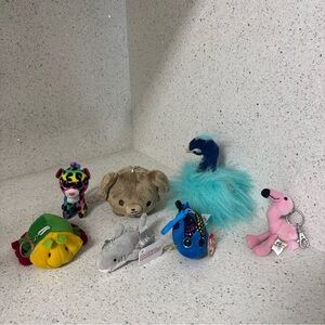 TY | Dollibu | Purely Luxe Plush Keychain Lot 7PC Bundle Flamingo|Shark|Bug|Fish